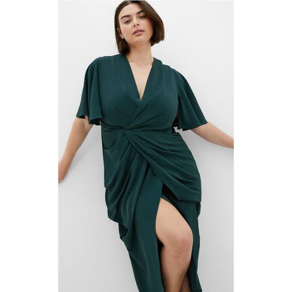 City Chic Braelynn Maxi Dress Emerald Tulip Flutter S Plus Size 16 Wedding *Flaw - Picture 16 of 16